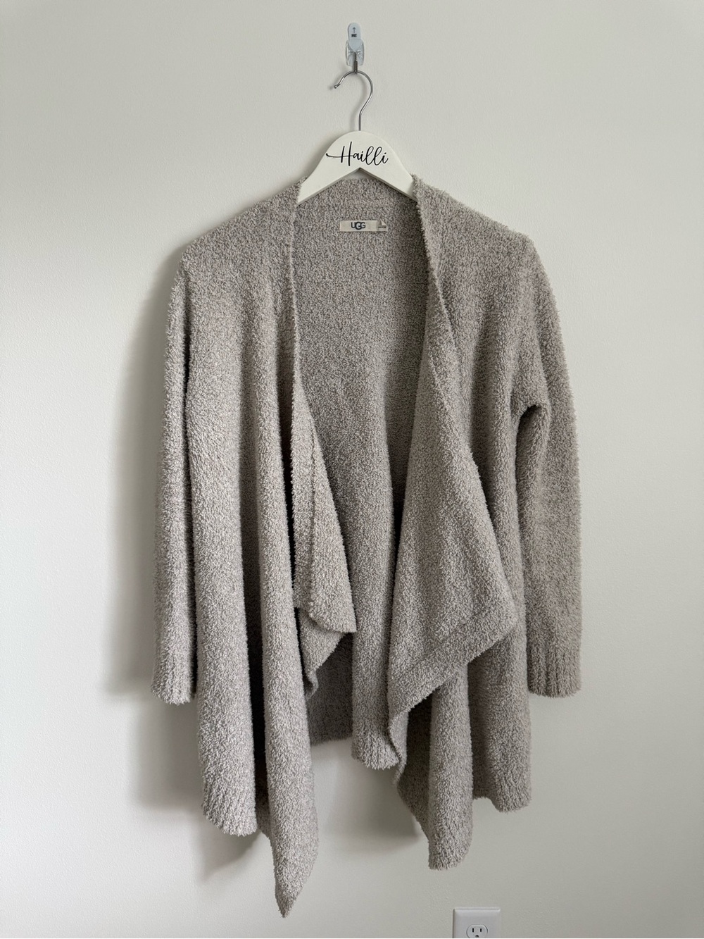 UGG Draped Bouclé Open-Front Cardigan - Taupe